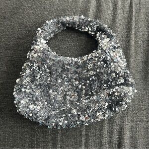 H&M Glittering Silver Sequin Clutch